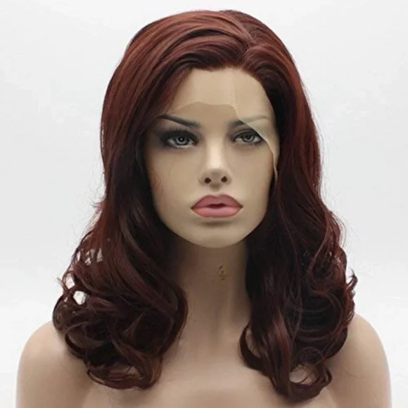 MISSY 16” DARK AUBURN SHORT Lace Front Wig *NWT*? Amazon.com : Dark Auburn Burgundy Short Curly Pixie Cut Wigs  main image 3